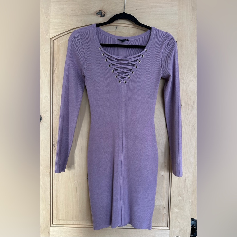 Guess Lavender Long Sleeve Mini Dress NWOT